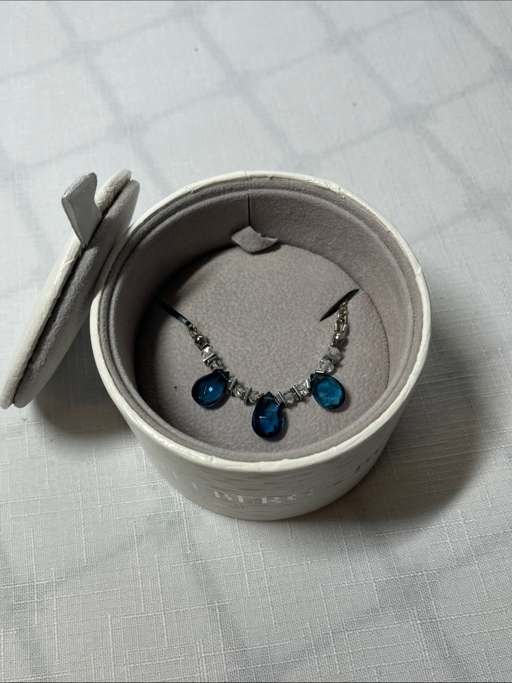 Hillberg & Berk Swarovski Crystal Blue Teardrop Necklace - Sterling Silver Chain